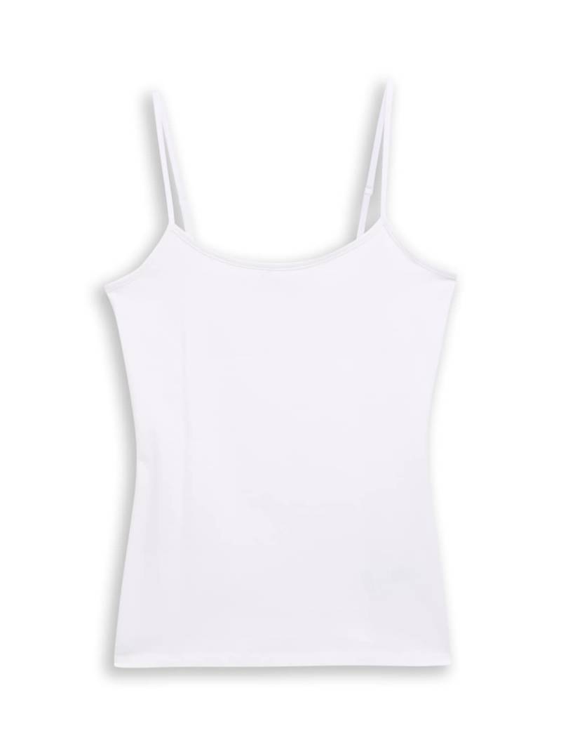 TOM TAILOR DENIM Damen Slim Fit Trägertop, weiß, Uni, Gr. M von Tom Tailor Denim