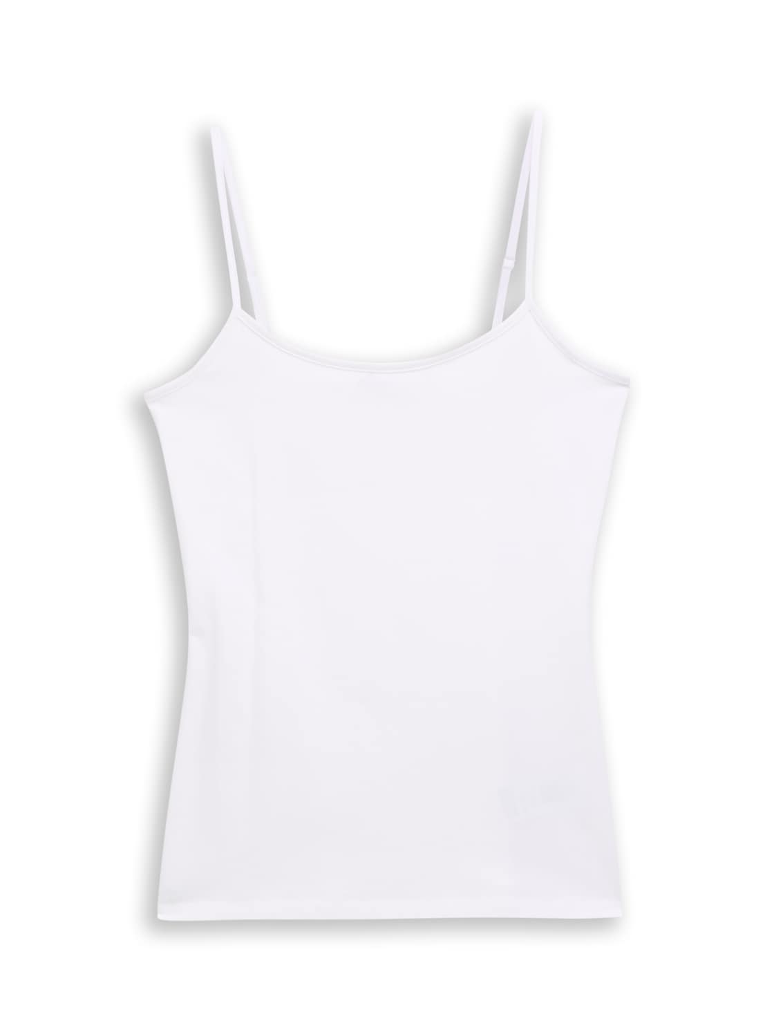 TOM TAILOR DENIM Damen Slim Fit Trägertop, weiß, Uni, Gr. XL von Tom Tailor Denim