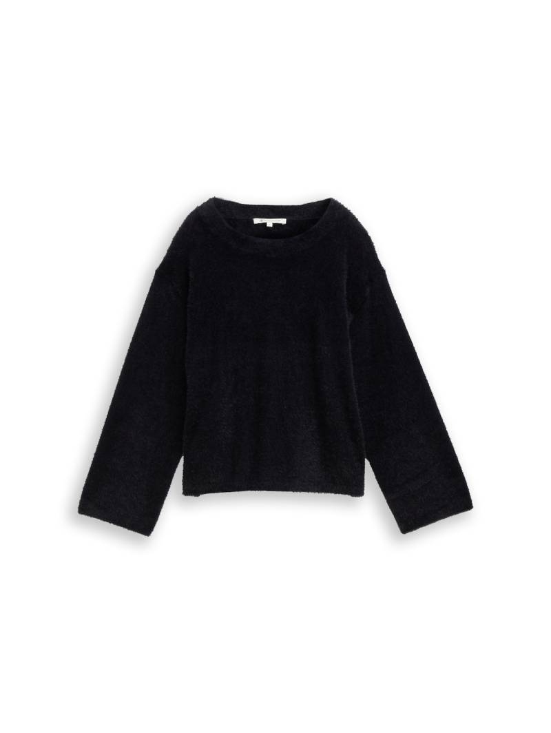 TOM TAILOR DENIM Damen Strickpullover aus Federgarn, schwarz, Uni, Gr. XS TOM TAILOR DENIM Damen Strickpullover aus Federgarn, schwarz, Uni, Gr. XS von Tom Tailor Denim