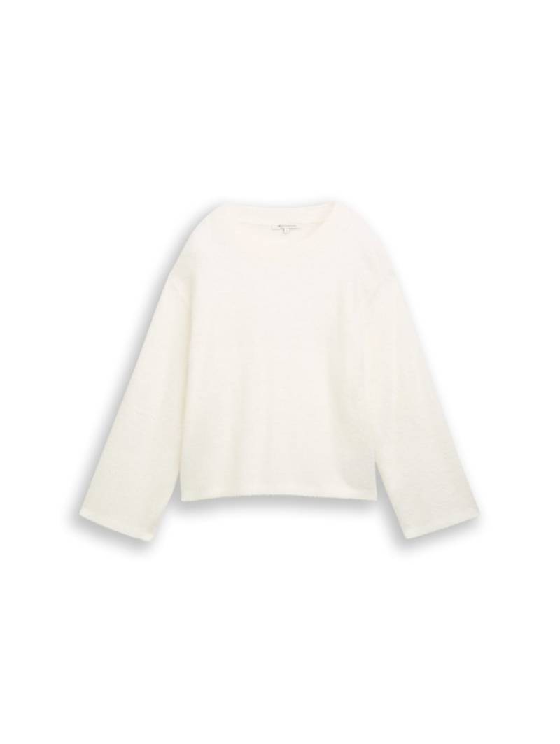 TOM TAILOR DENIM Damen Strickpullover aus Federgarn, weiß, Uni, Gr. XS TOM TAILOR DENIM Damen Strickpullover aus Federgarn, weiß, Uni, Gr. XS von Tom Tailor Denim