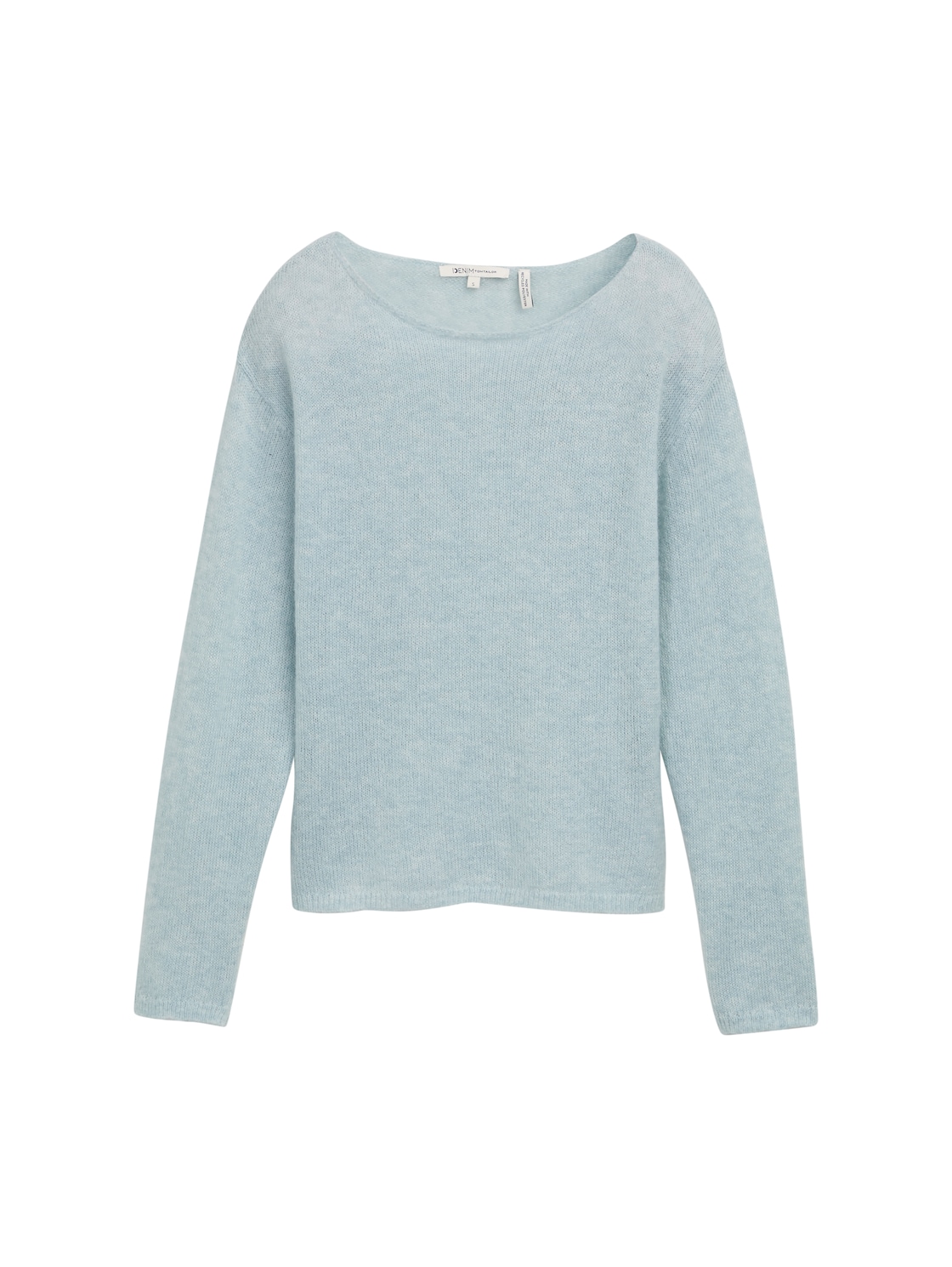 TOM TAILOR DENIM Damen Strickpullover mit U-Boot-Ausschnitt, blau, Meliert, Gr. XXL von Tom Tailor Denim