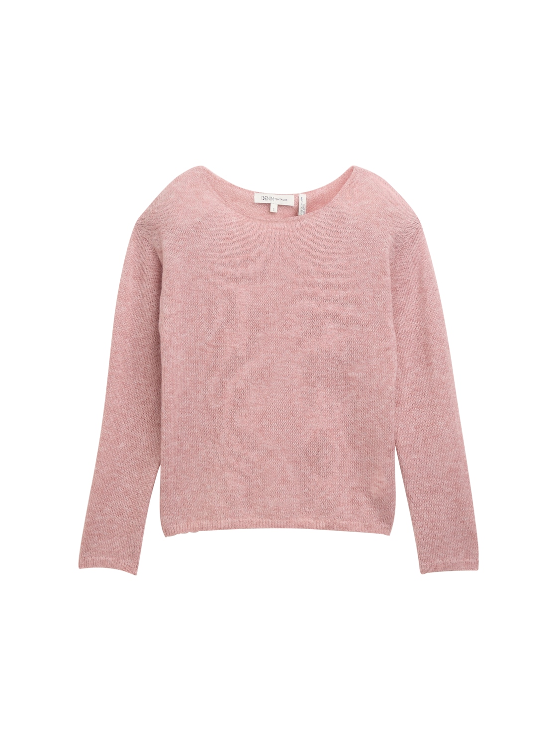 TOM TAILOR DENIM Damen Strickpullover mit U-Boot-Ausschnitt, rosa, Meliert, Gr. XS von Tom Tailor Denim