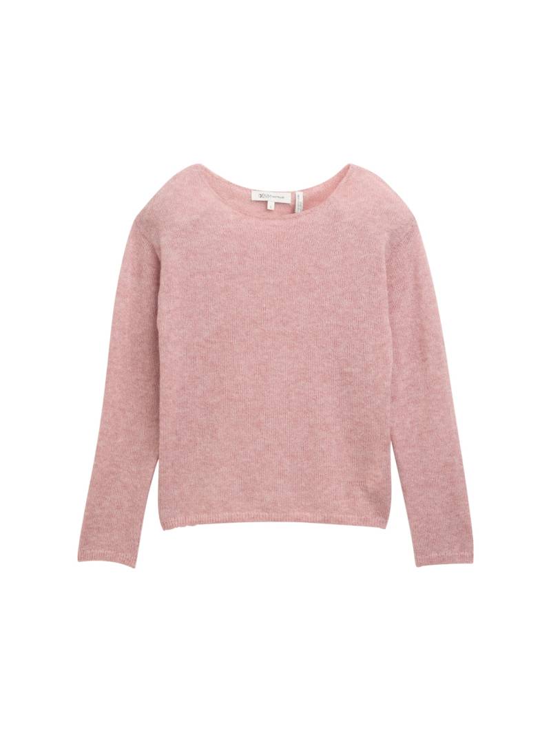 TOM TAILOR DENIM Damen Strickpullover mit U-Boot-Ausschnitt, rosa, Meliert, Gr. XS von Tom Tailor Denim