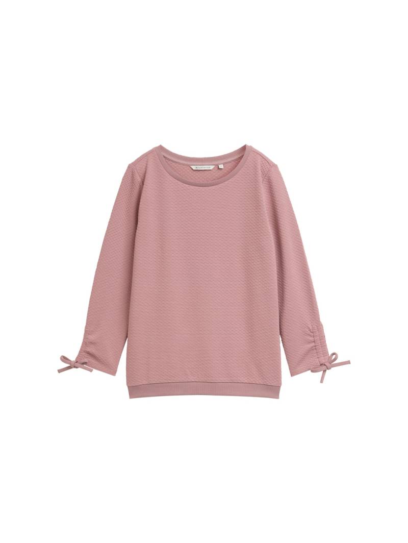 TOM TAILOR DENIM Damen Sweatshirt mit Raffärmeln, rosa, Uni, Gr. XXL von Tom Tailor Denim