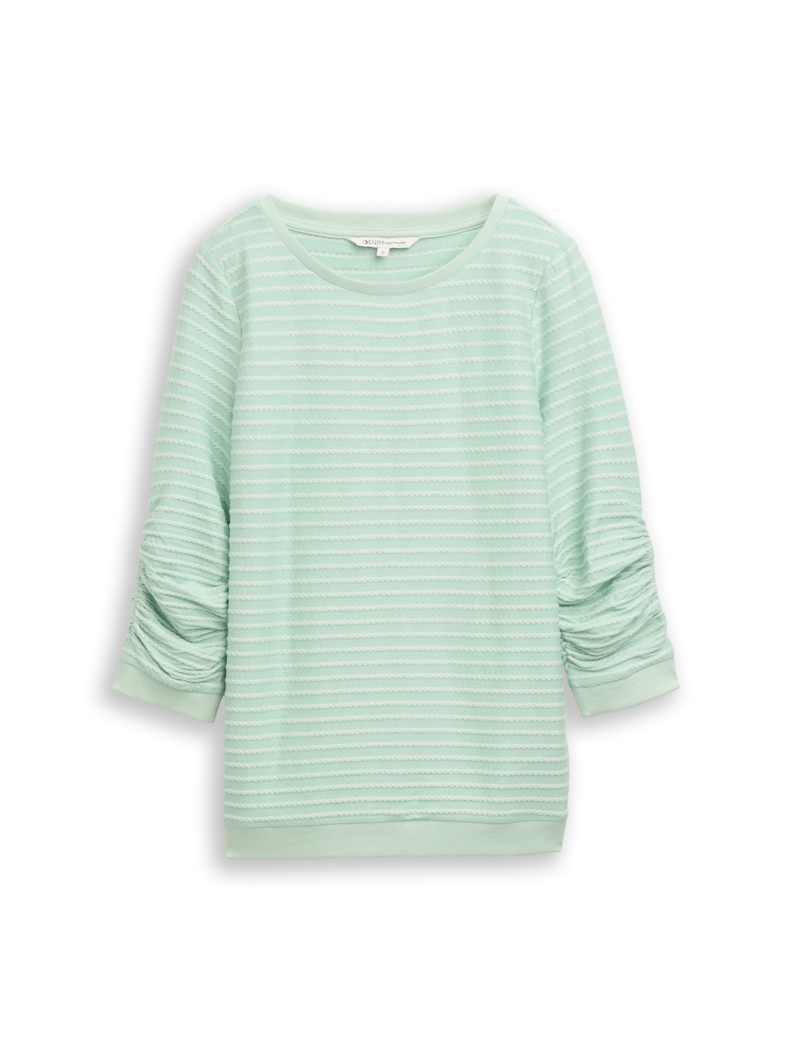 TOM TAILOR DENIM Damen Sweatshirt mit Streifenmuster, grün, Gestreift, Gr. XL von Tom Tailor Denim