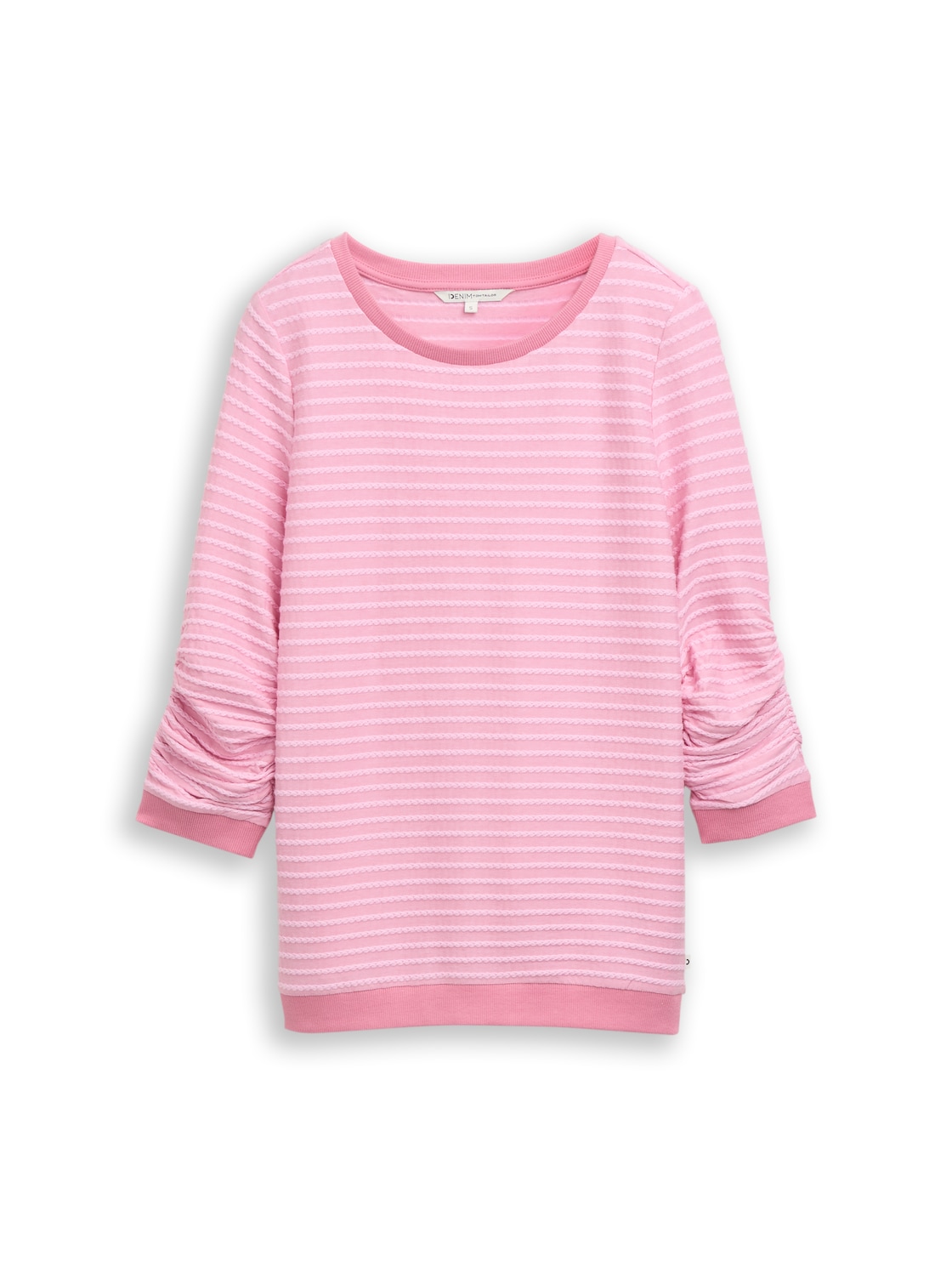 TOM TAILOR DENIM Damen Sweatshirt mit Streifenmuster, rosa, Gestreift, Gr. XXL von Tom Tailor Denim
