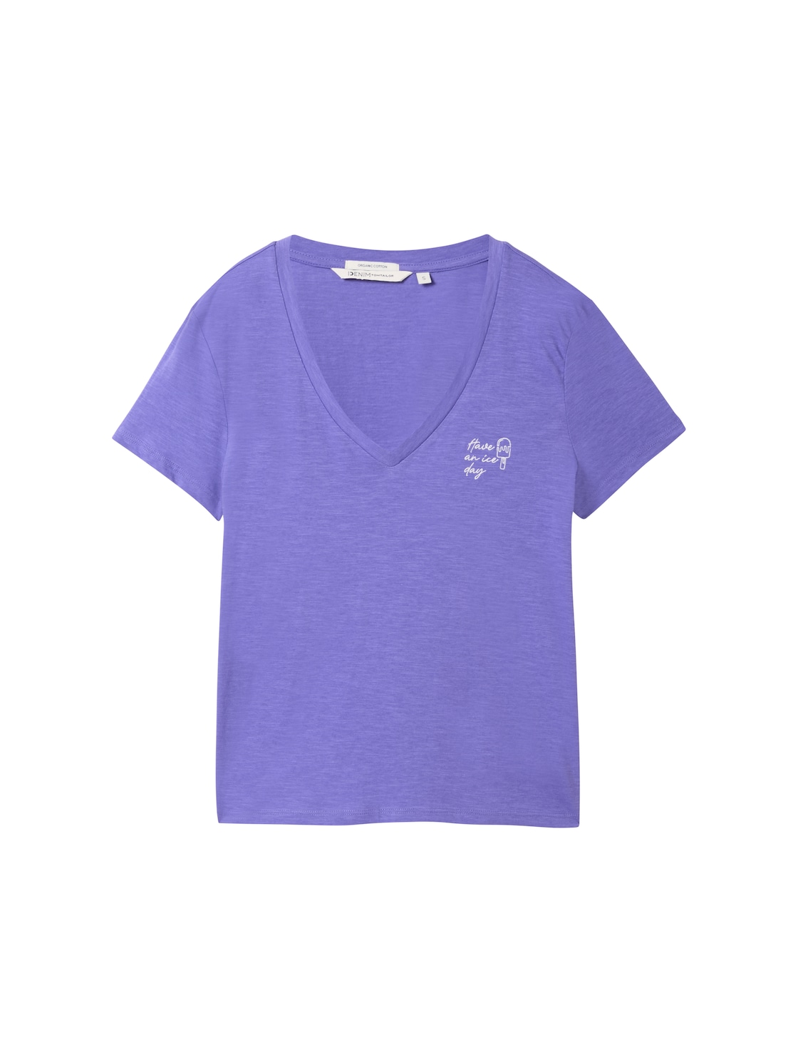TOM TAILOR DENIM Damen T-Shirt aus Bio-Baumwolle, lila, Uni, Gr. XL von Tom Tailor Denim