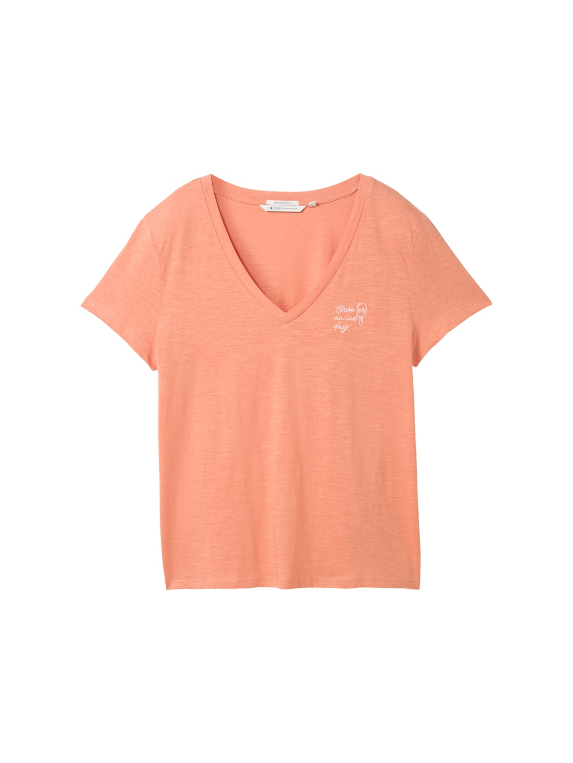 TOM TAILOR DENIM Damen T-Shirt aus Bio-Baumwolle, orange, Uni, Gr. S von Tom Tailor Denim