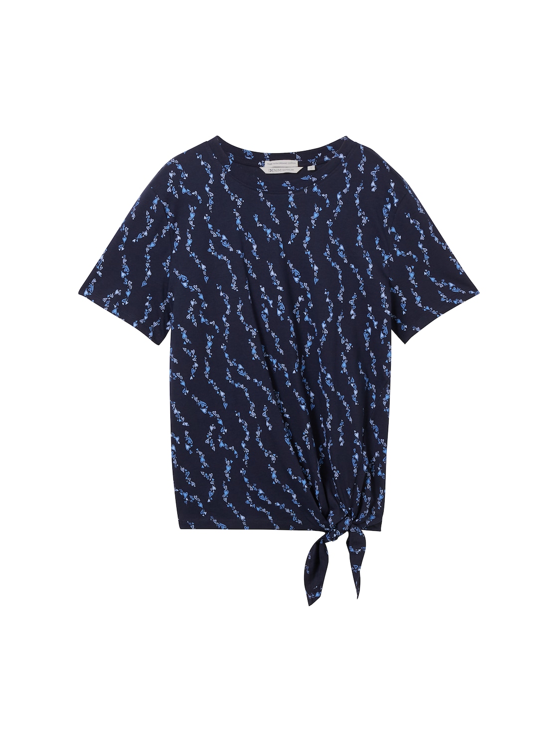 TOM TAILOR DENIM Damen T-Shirt mit Bio-Baumwolle, blau, Print, Gr. XXL von Tom Tailor Denim