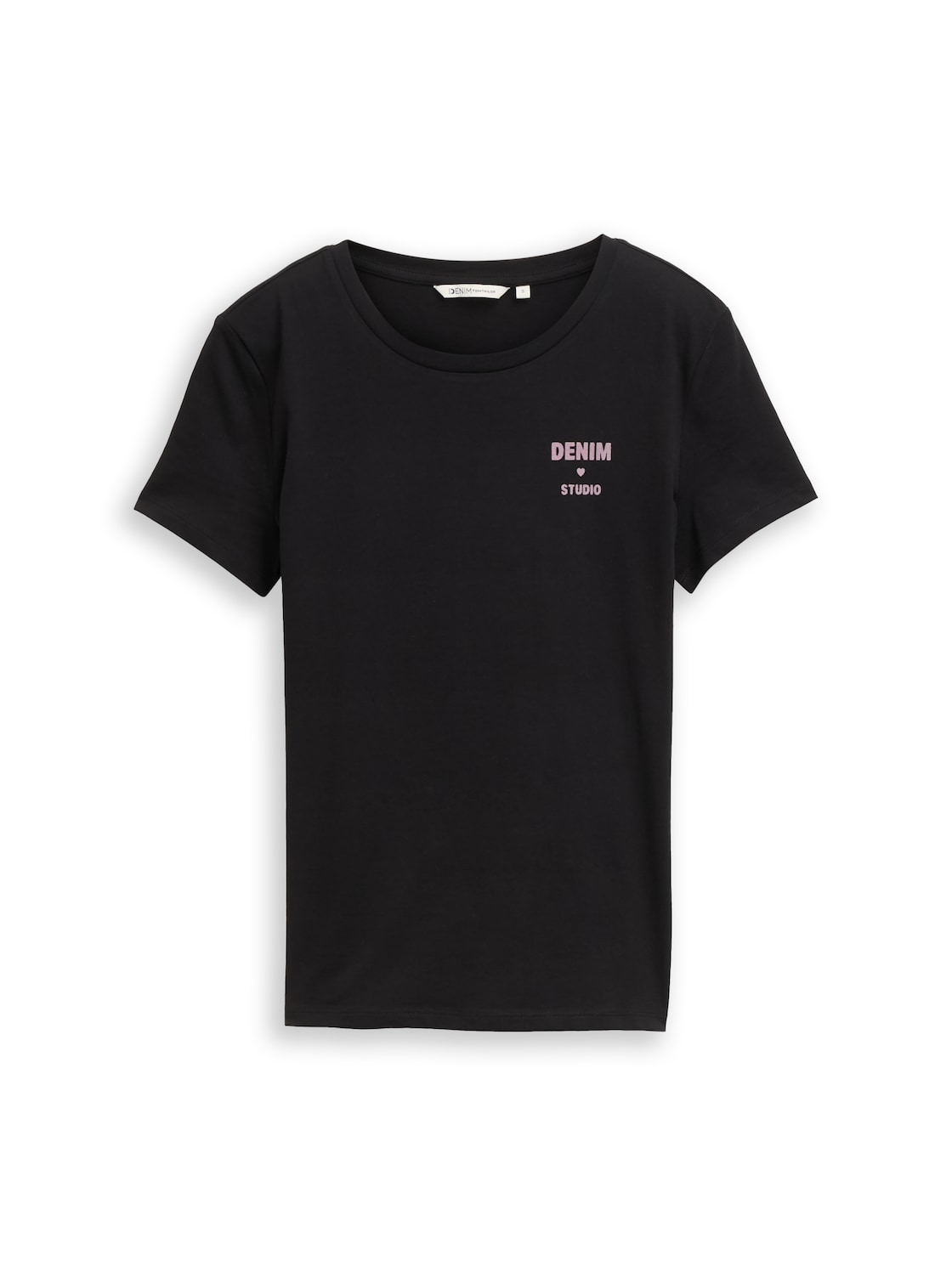 TOM TAILOR DENIM Damen T-Shirt mit Print, schwarz, Uni, Gr. XL von Tom Tailor Denim