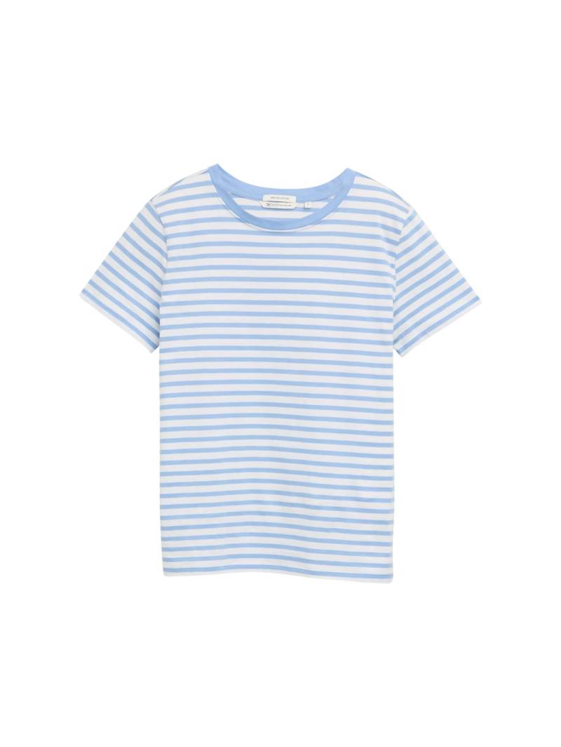 TOM TAILOR DENIM Damen T-Shirt mit Streifenmuster, blau, Gestreift, Gr. XS von Tom Tailor Denim