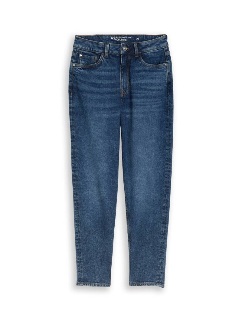 TOM TAILOR DENIM Damen TTLINLEY MOM High Waist Ankle Jeans, blau, Uni, Gr. 25 von Tom Tailor Denim