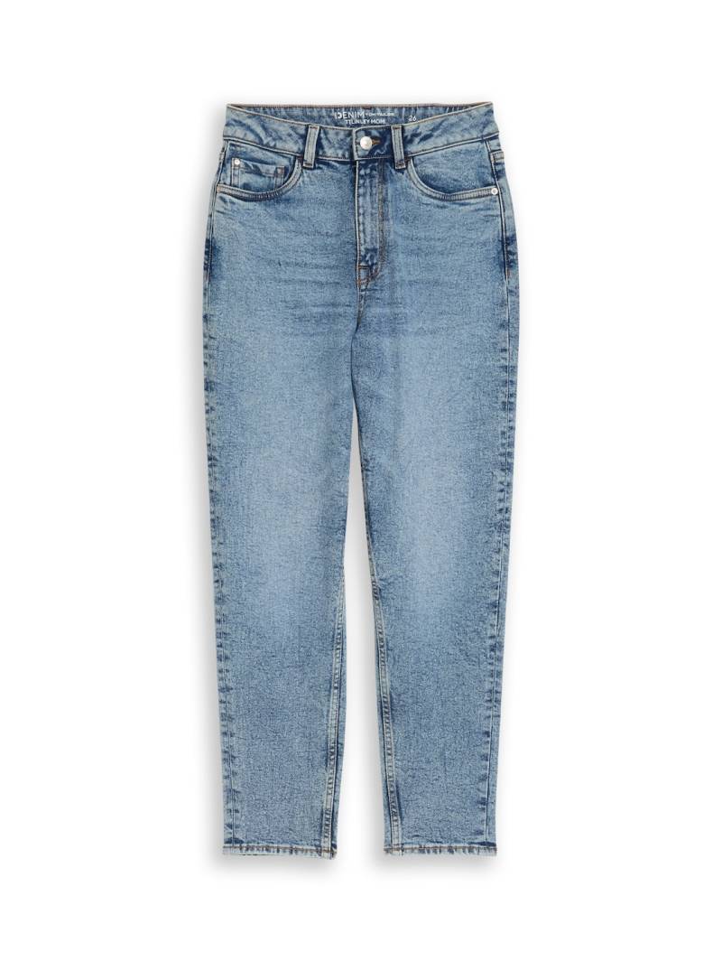TOM TAILOR DENIM Damen TTLINLEY MOM High Waist Ankle Jeans, blau, Uni, Gr. 26 von Tom Tailor Denim