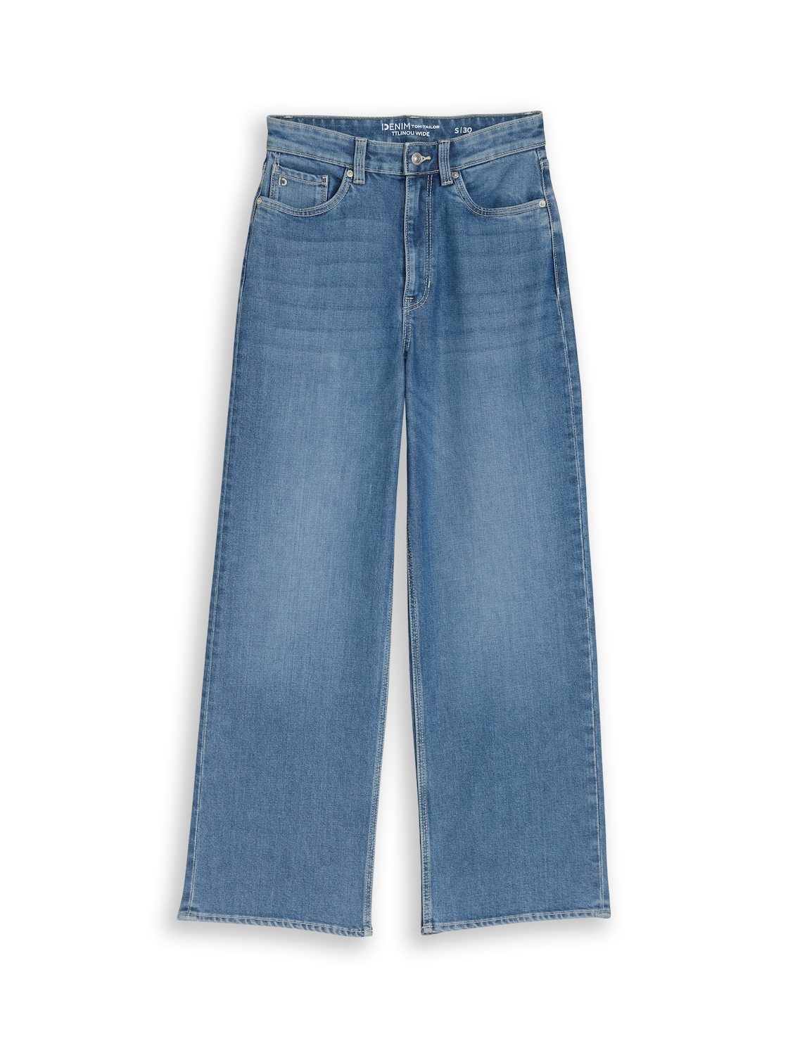 TOM TAILOR DENIM Damen TTLINOU WIDE High Waist Jeans, blau, Uni, Gr. XS/30 von Tom Tailor Denim