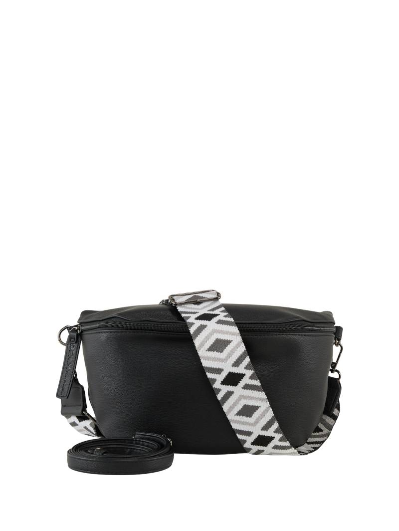 TOM TAILOR DENIM Damen TTMENA M Umhängetasche mit gemustertem Webriemen, schwarz, Uni, Gr. ONESIZE von Tom Tailor Denim