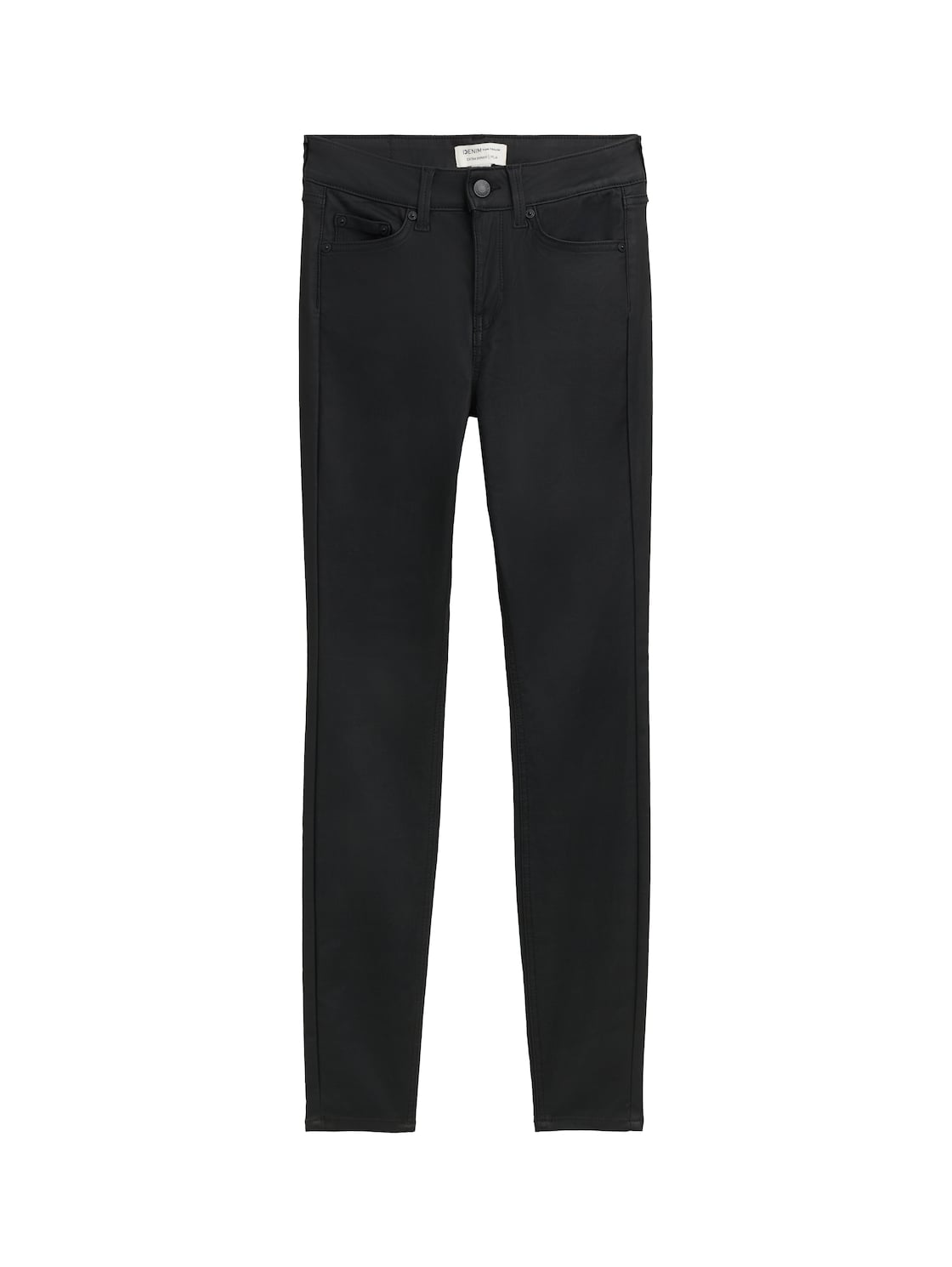TOM TAILOR DENIM Damen TTNELA EXTRA SKINNY Coated Jeans, schwarz, Uni, Gr. 31/32 von Tom Tailor Denim