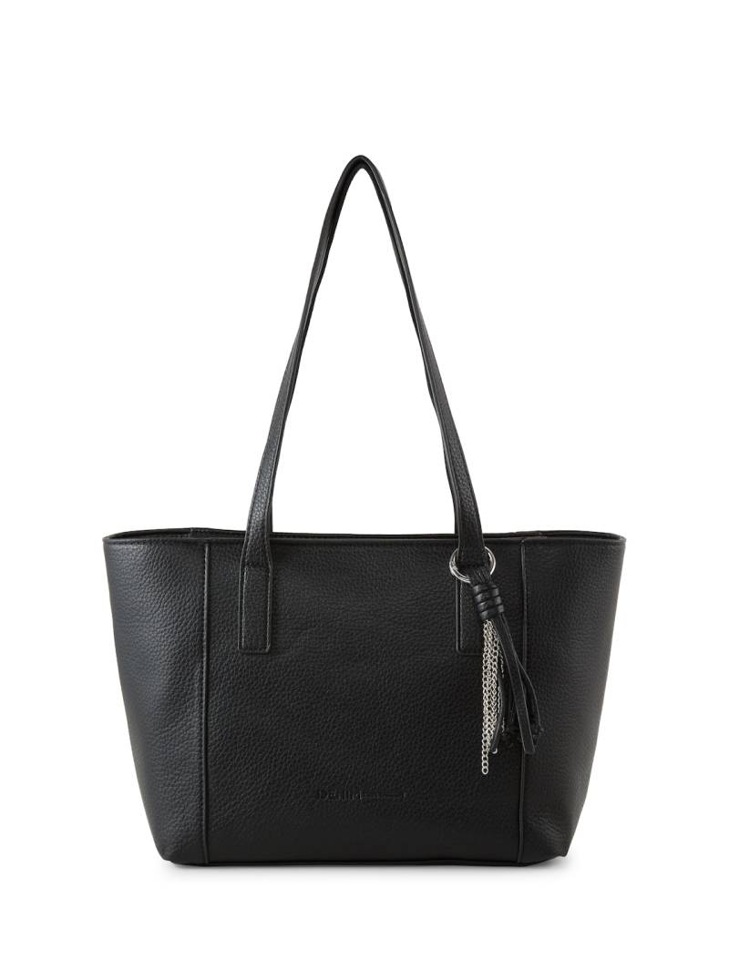 TOM TAILOR DENIM Damen TTPRIYA L Shopper mit Ziernähten, schwarz, Uni, Gr. ONESIZE von Tom Tailor Denim