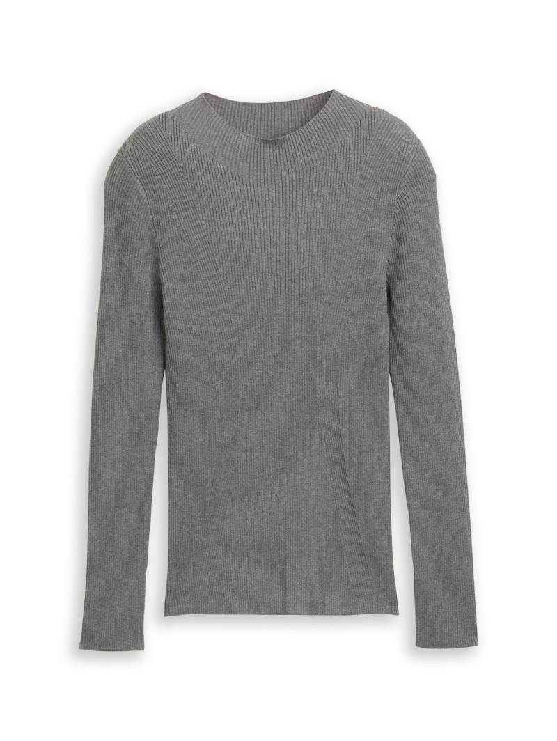 TOM TAILOR DENIM Damen Tight Fit Strickpullover, bunt, Meliert, Gr. L von Tom Tailor Denim