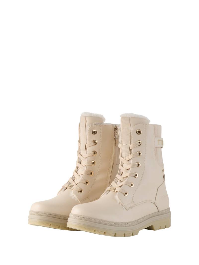 TOM TAILOR DENIM Damen Wasserdichte Stiefel mit Logo-Applikation, beige, Uni, Gr. 41 von Tom Tailor Denim