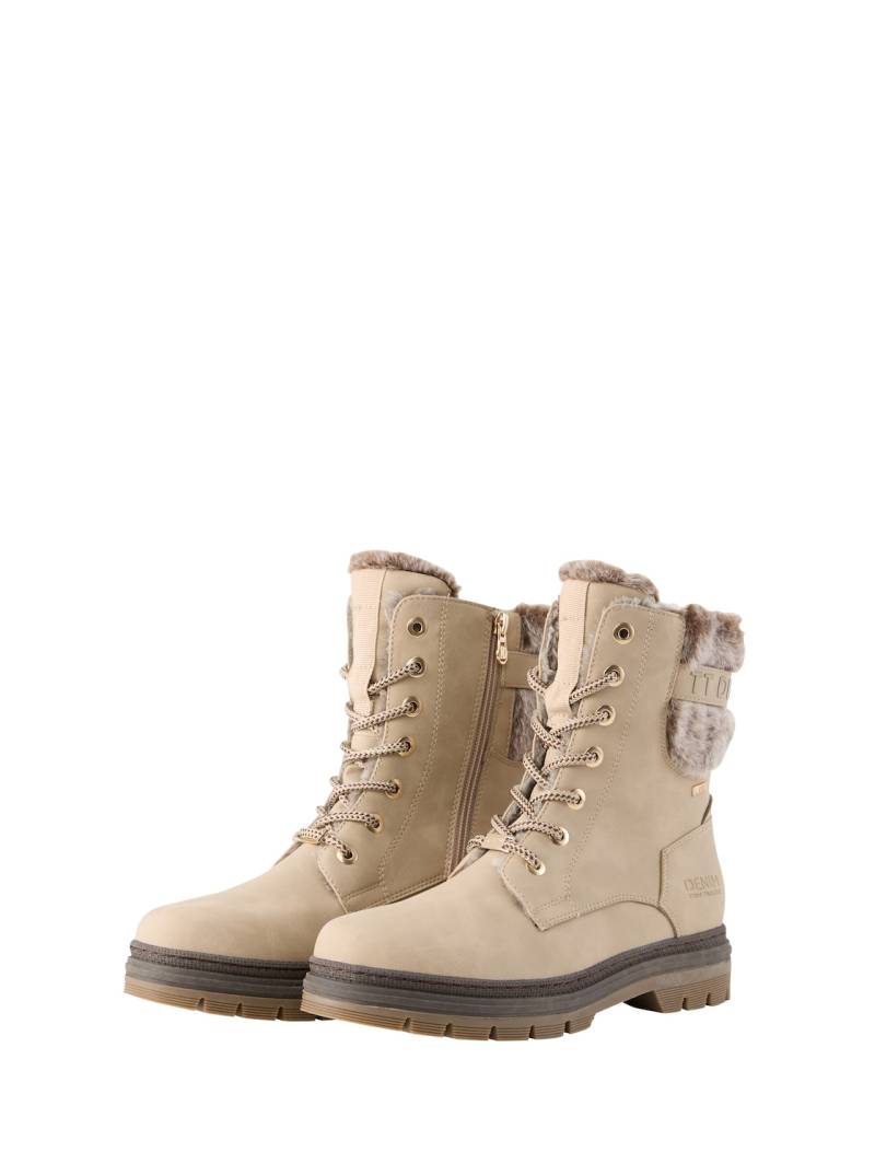 TOM TAILOR DENIM Damen Wasserfeste Stiefel mit Fütterung, beige, Uni, Gr. 38 von Tom Tailor Denim