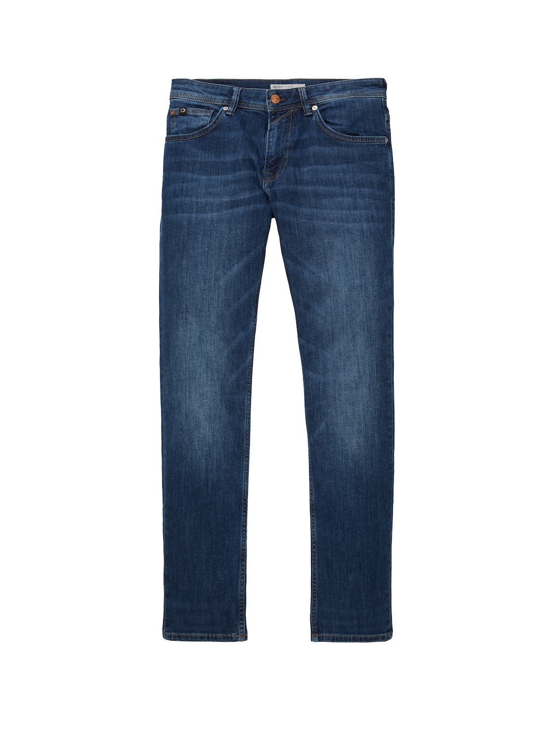 TOM TAILOR DENIM Herren Aedan Straight Jeans, blau, Logo Print, Gr. 30/32 von Tom Tailor Denim