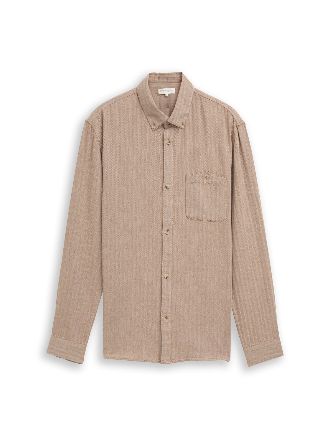 TOM TAILOR DENIM Herren Basic Fit Hemd mit Brusttasche, braun, Fischgrät, Gr. M von Tom Tailor Denim