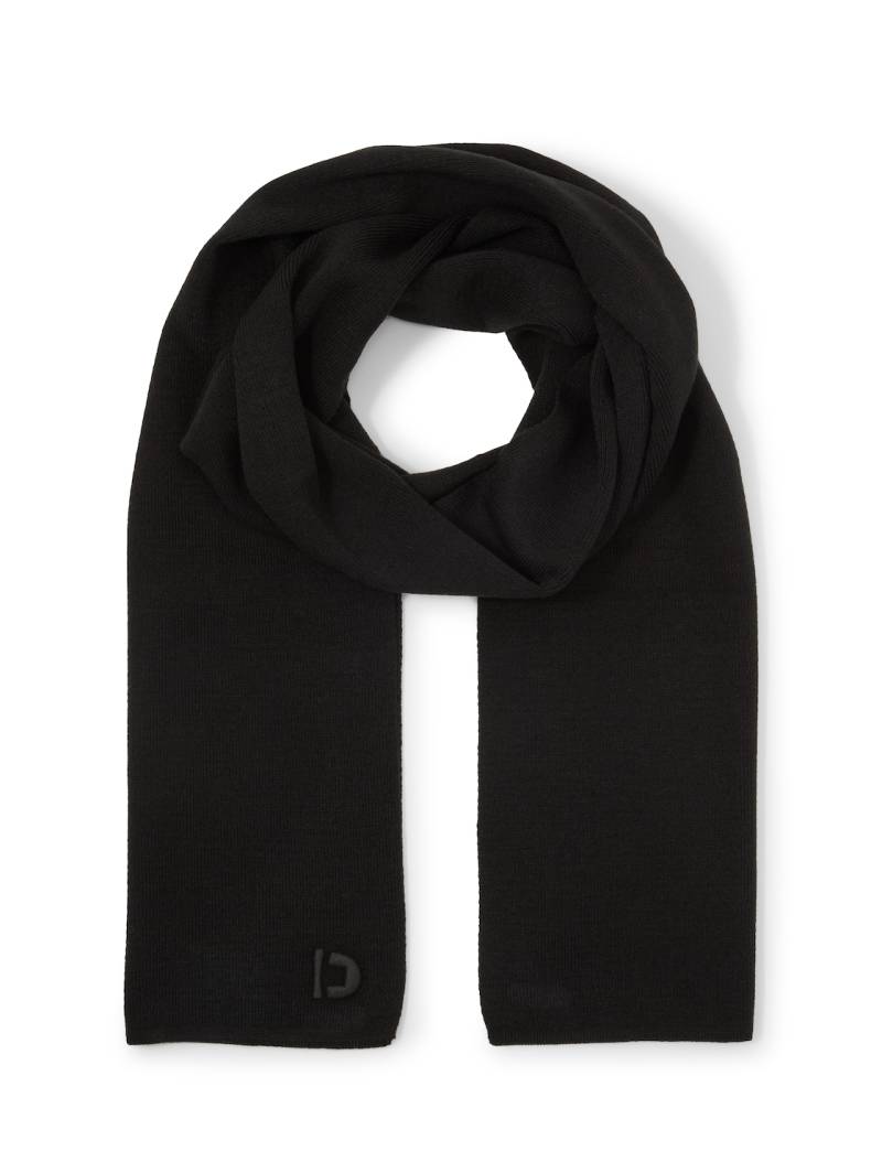 TOM TAILOR DENIM Herren Basic Schal mit Logo-Stickerei, schwarz, Uni, Gr. ONESIZE von Tom Tailor Denim