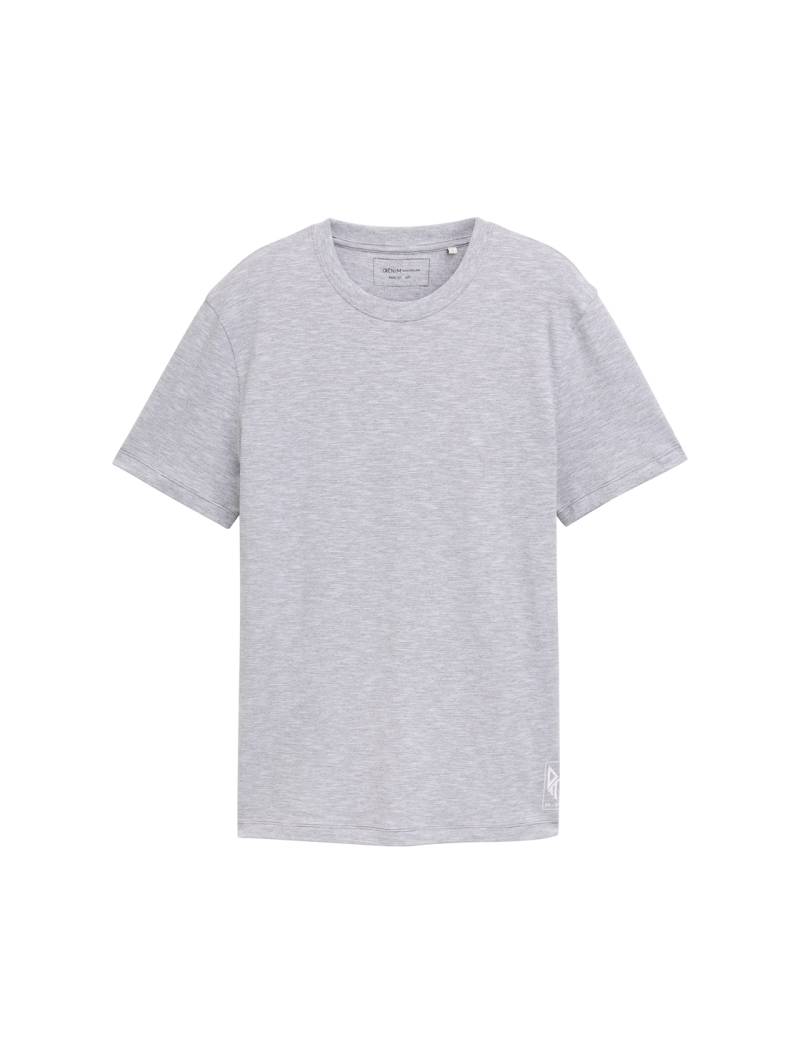 TOM TAILOR DENIM Herren Basic T-Shirt in Melange-Optik, grau, Uni, Gr. XS von Tom Tailor Denim