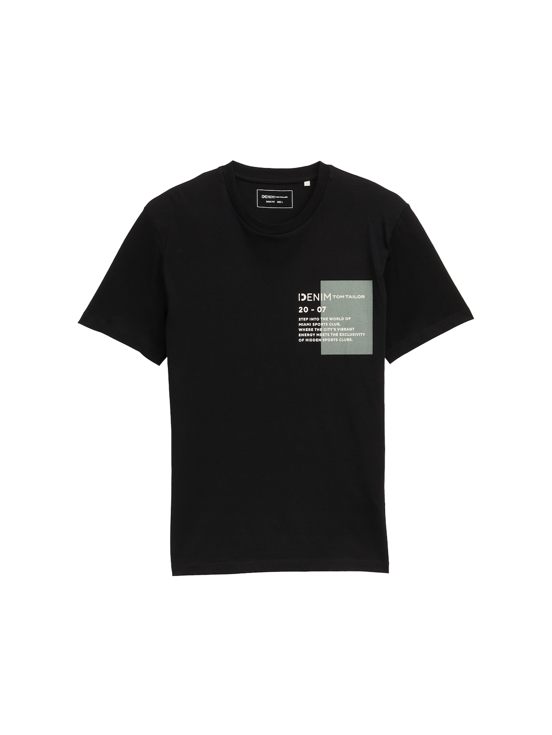 TOM TAILOR DENIM Herren Basic T-Shirt mit Logo-Print, schwarz, Uni, Gr. XS von Tom Tailor Denim