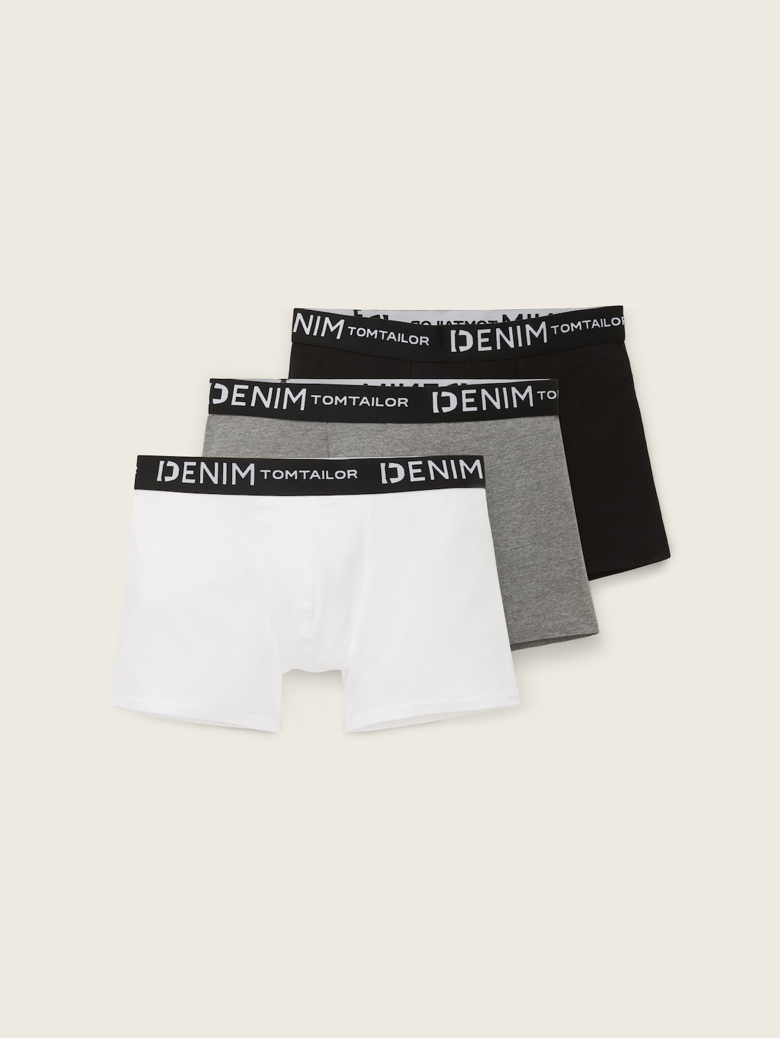 TOM TAILOR DENIM Herren Boxershorts im Dreierpack, grau, Uni, Gr. M von Tom Tailor Denim