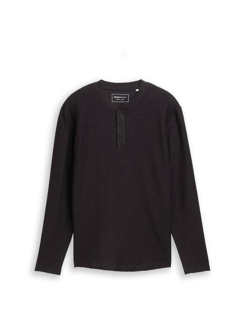 TOM TAILOR DENIM Herren Henley Langarmshirt, schwarz, Uni, Gr. XXL TOM TAILOR DENIM Herren Henley Langarmshirt, schwarz, Uni, Gr. XXL von Tom Tailor Denim