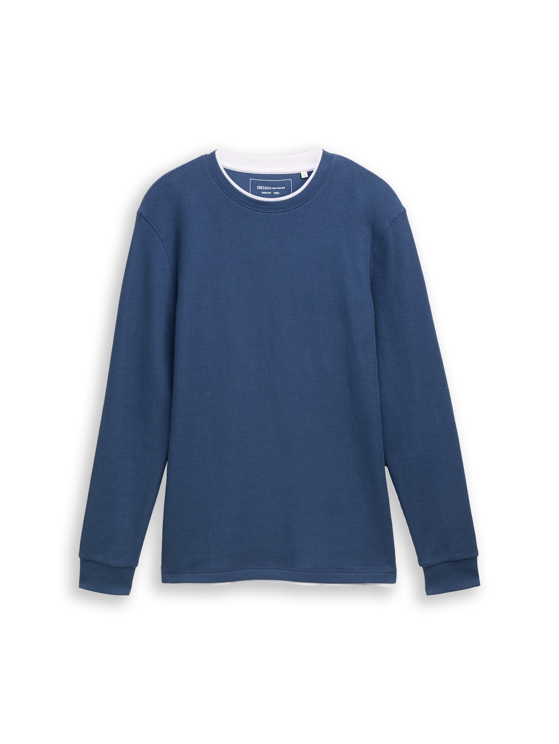 TOM TAILOR DENIM Herren Langarmshirt im 2-in-1-Look, blau, Uni, Gr. XS TOM TAILOR DENIM Herren Langarmshirt im 2-in-1-Look, blau, Uni, Gr. XS von Tom Tailor Denim