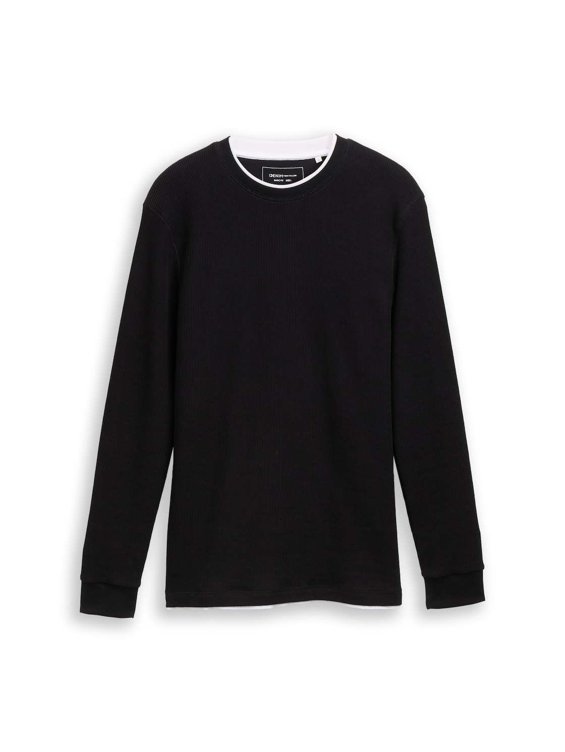 TOM TAILOR DENIM Herren Langarmshirt im 2-in-1-Look, bunt, Uni, Gr. M von Tom Tailor Denim