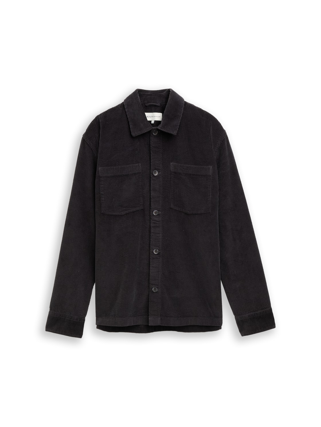 TOM TAILOR DENIM Herren Overshirt aus Cord, schwarz, Uni, Gr. XS von Tom Tailor Denim