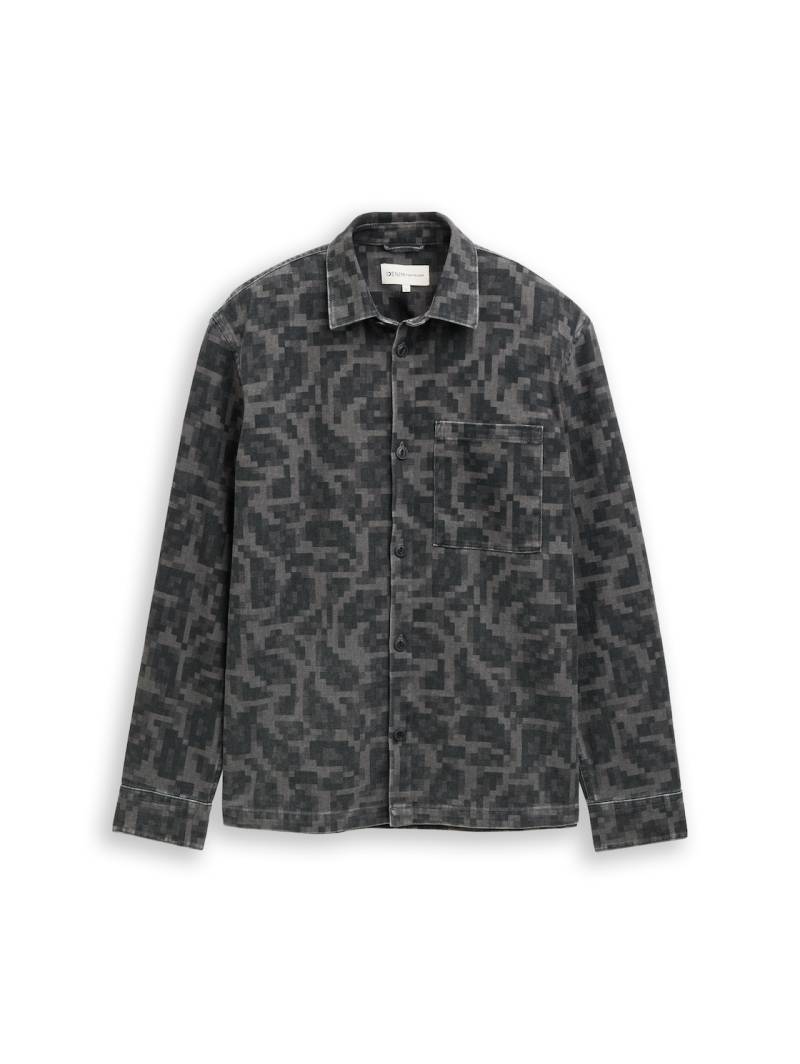 TOM TAILOR DENIM Herren Overshirt mit Brusttasche, grau, Gemustert, Gr. XXL von Tom Tailor Denim