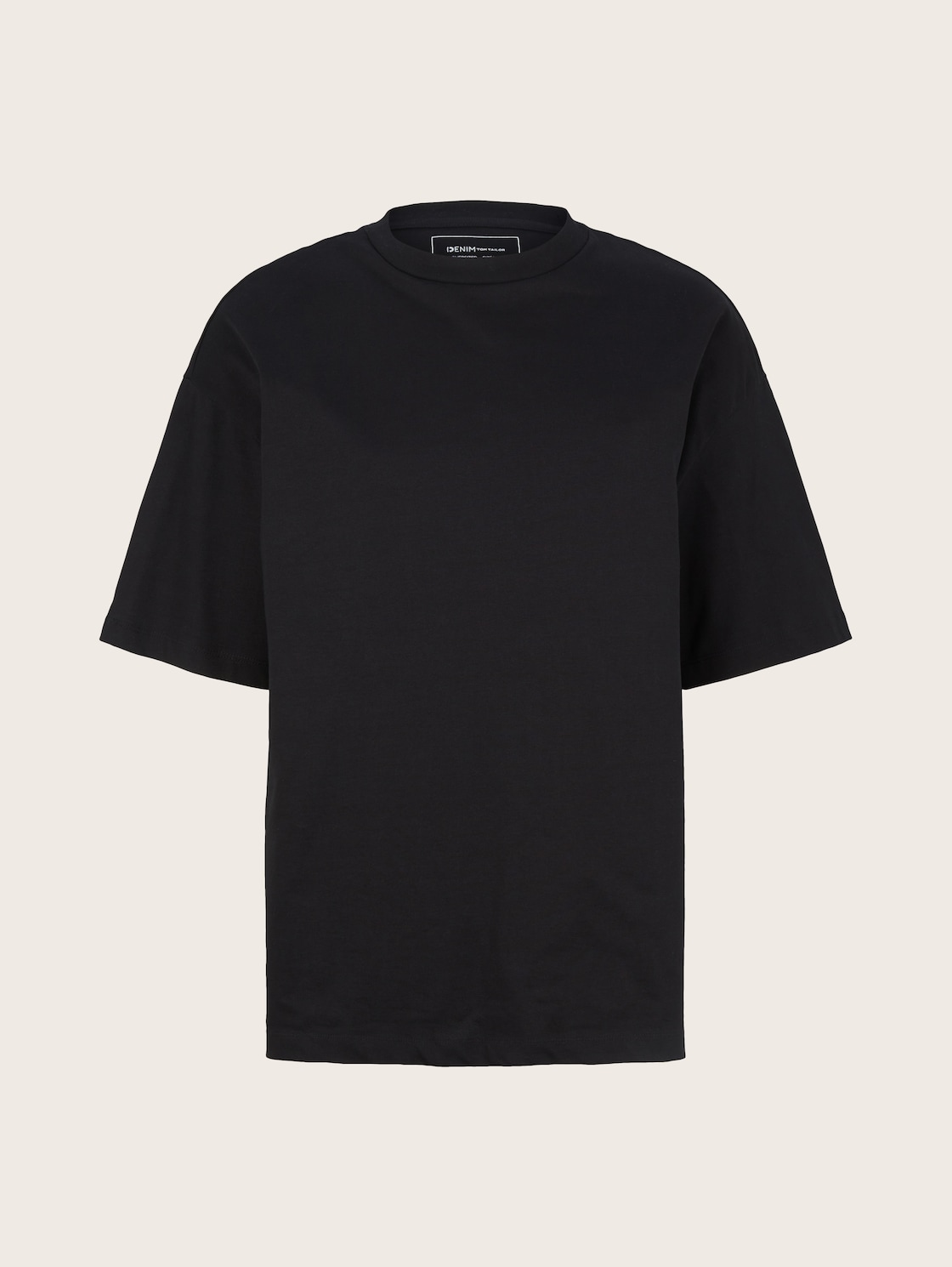 TOM TAILOR DENIM Herren Oversized T-Shirt, schwarz, Uni, Gr. M von Tom Tailor Denim