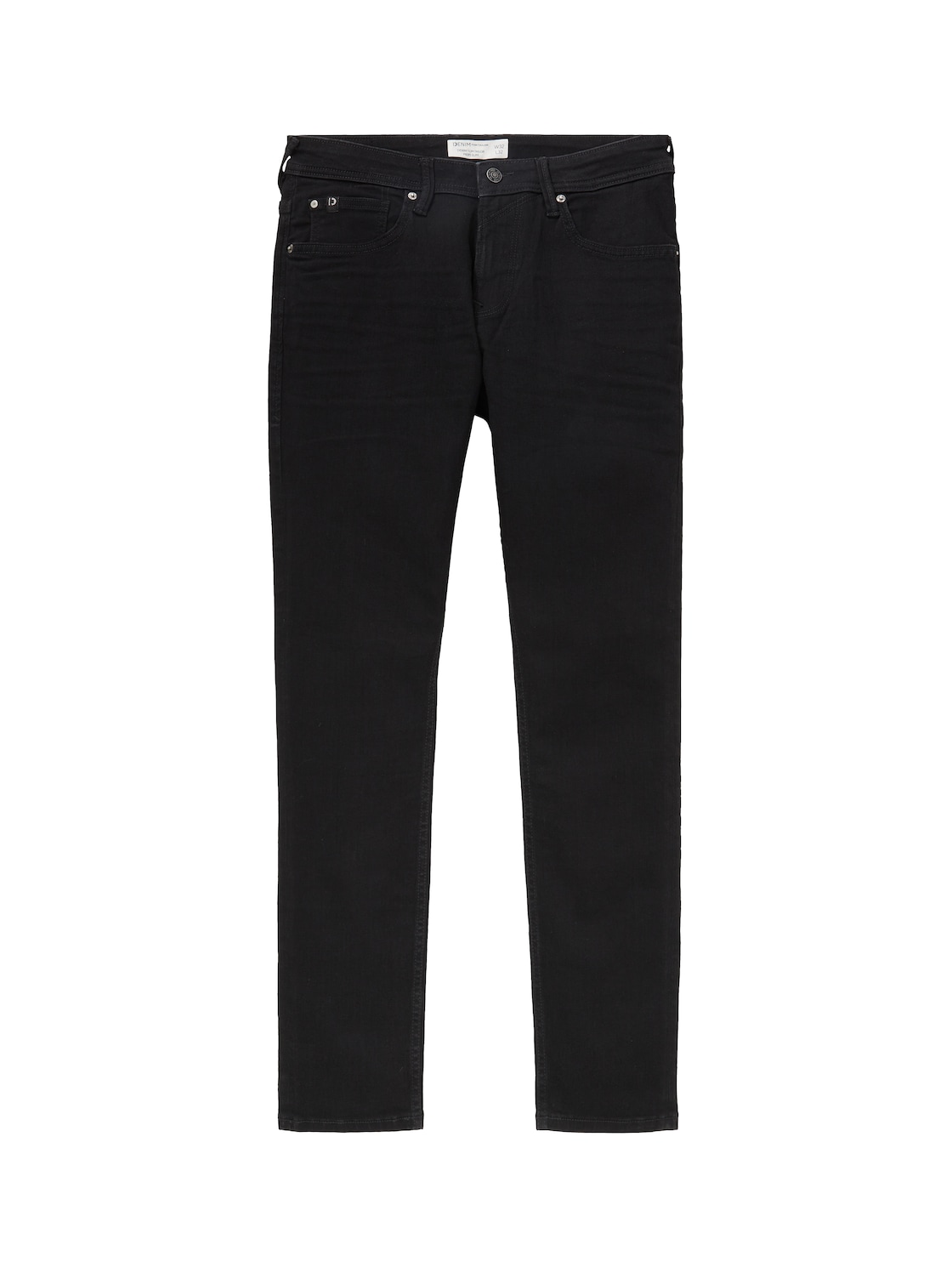 TOM TAILOR DENIM Herren Piers Slim Superstretch Jeans, schwarz, Logo Print, Gr. 34/32 von Tom Tailor Denim