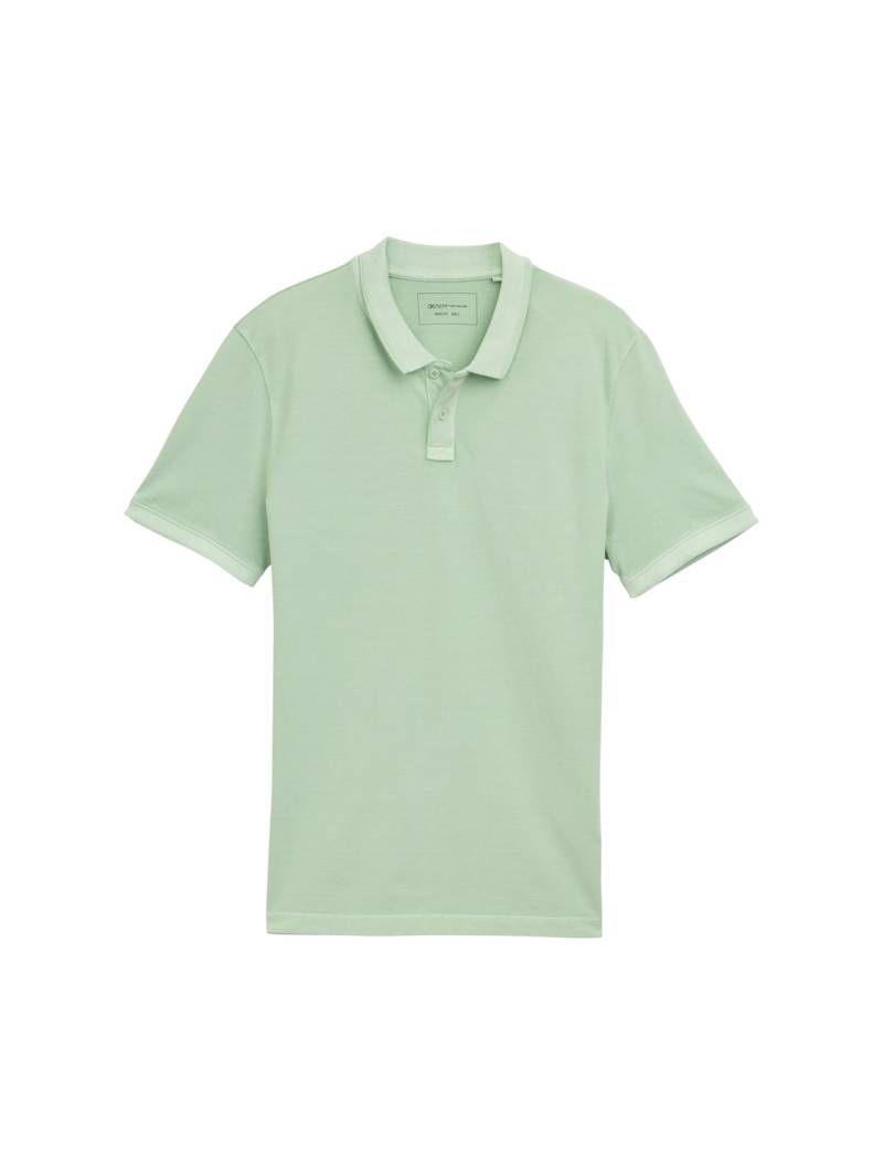 TOM TAILOR DENIM Herren Piqué Poloshirt im Washed Look, grün, Uni, Gr. M von Tom Tailor Denim