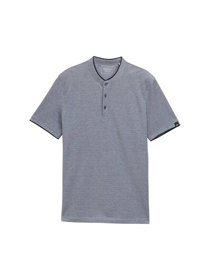 TOM TAILOR DENIM Herren Piqué Poloshirt mit Stehkragen, blau, Uni, Gr. XS von Tom Tailor Denim