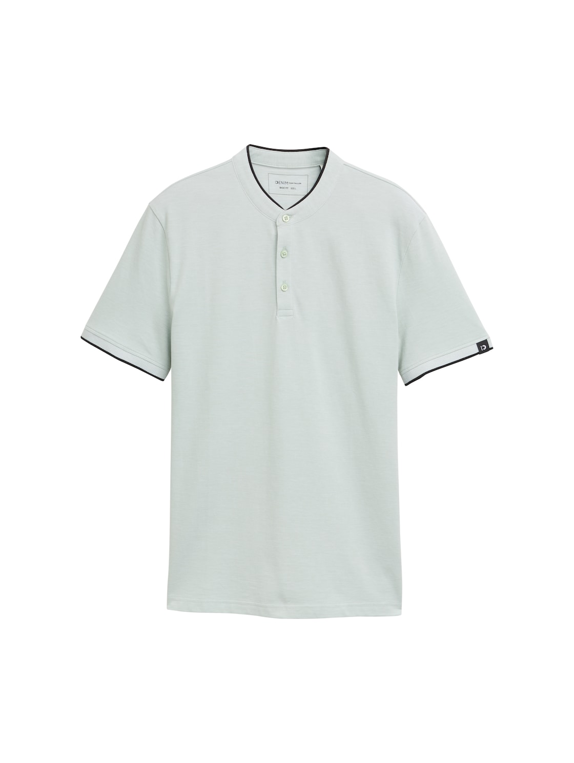 TOM TAILOR DENIM Herren Piqué Poloshirt mit Stehkragen, grün, Uni, Gr. L von Tom Tailor Denim