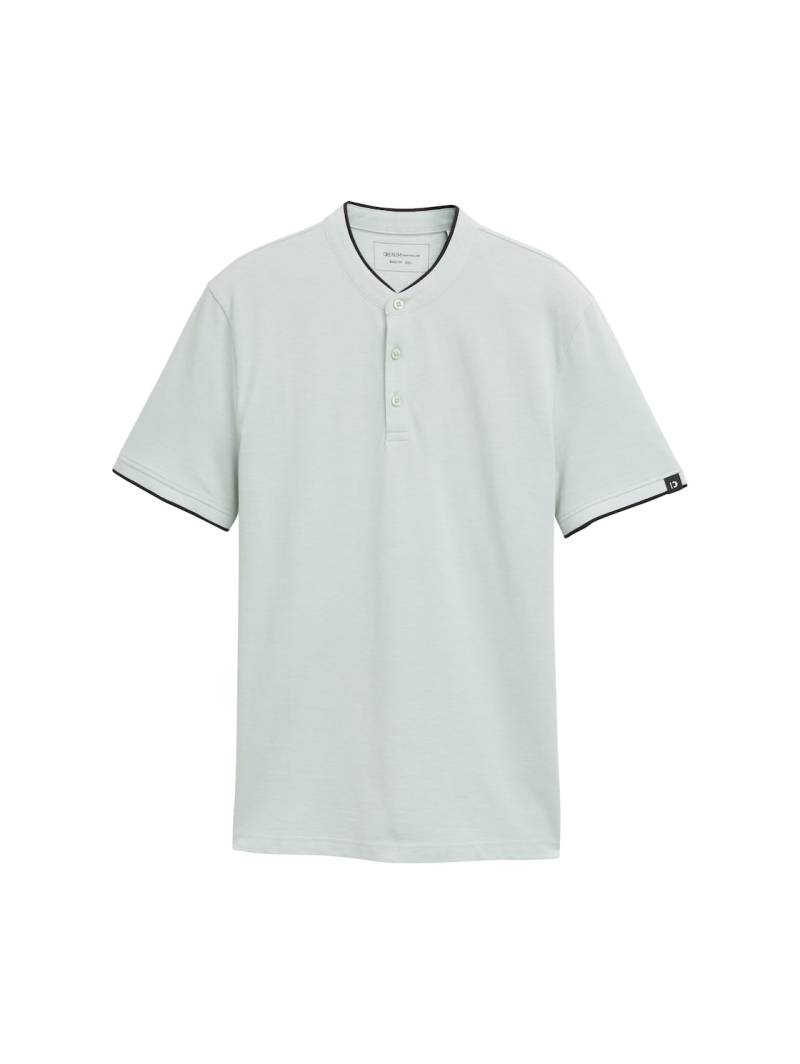 TOM TAILOR DENIM Herren Piqué Poloshirt mit Stehkragen, grün, Uni, Gr. L von Tom Tailor Denim