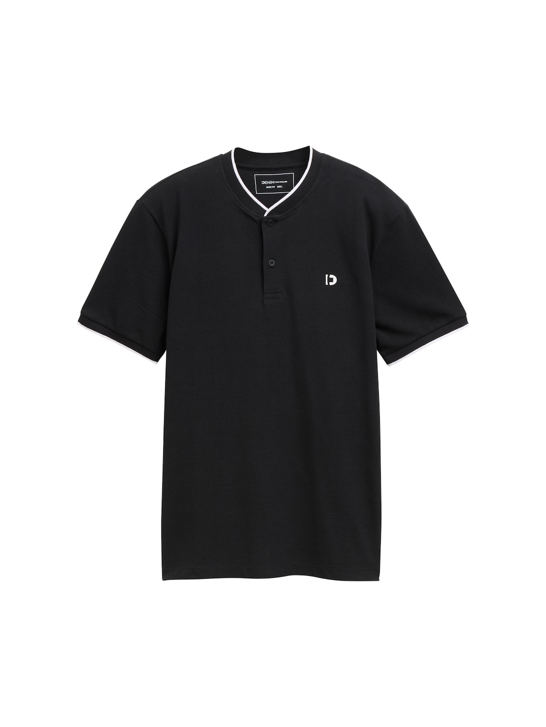 TOM TAILOR DENIM Herren Poloshirt mit Bomberkragen, schwarz, Uni, Gr. XXL von Tom Tailor Denim