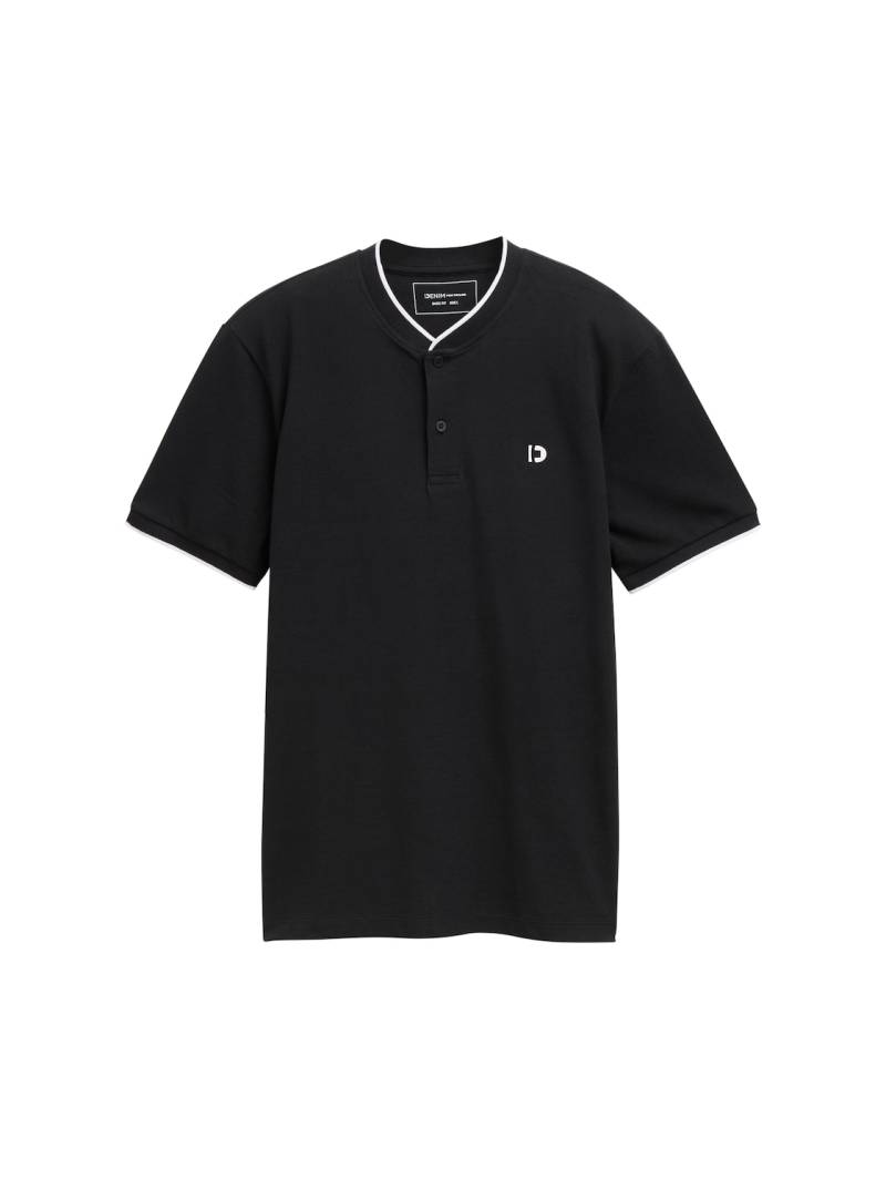 TOM TAILOR DENIM Herren Poloshirt mit Bomberkragen, schwarz, Uni, Gr. XXL von Tom Tailor Denim