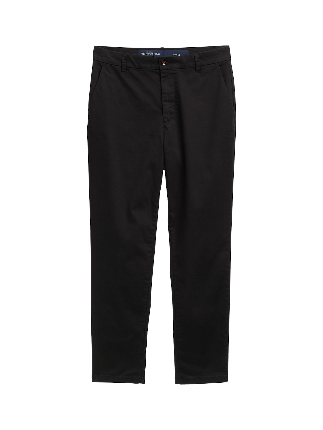TOM TAILOR DENIM Herren Regular Fit Chino Hose, schwarz, Uni, Gr. L von Tom Tailor Denim