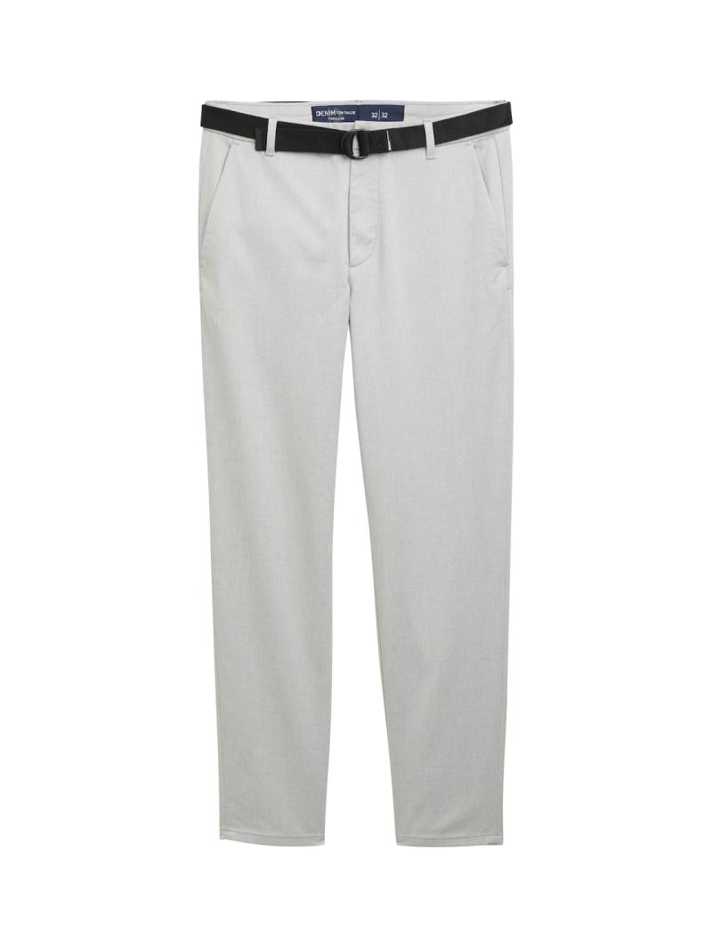 TOM TAILOR DENIM Herren Regular Fit Chino Hose mit Gürtel, grau, Uni, Gr. 30/32 von Tom Tailor Denim