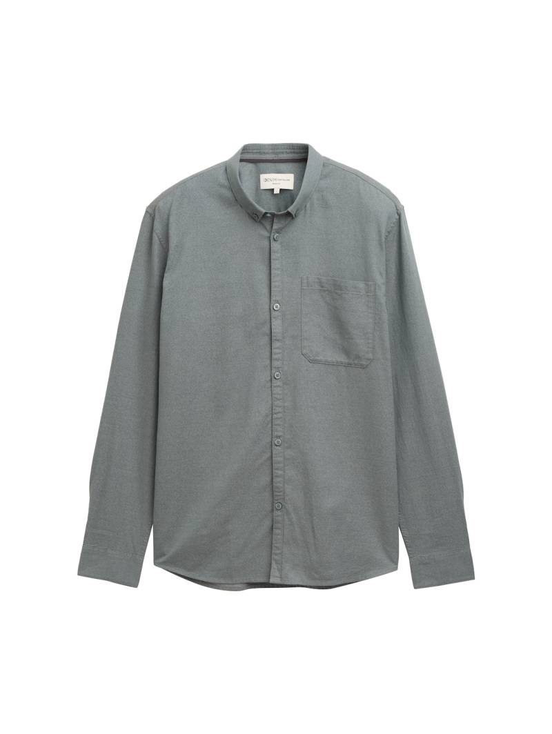 TOM TAILOR DENIM Herren Regular Fit Hemd mit Brusttasche, grün, Meliert, Gr. L von Tom Tailor Denim