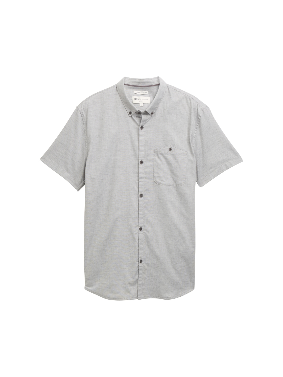 TOM TAILOR DENIM Herren Regular Fit Kurzarmhemd mit Brusttasche, grau, Meliert, Gr. XXL von Tom Tailor Denim