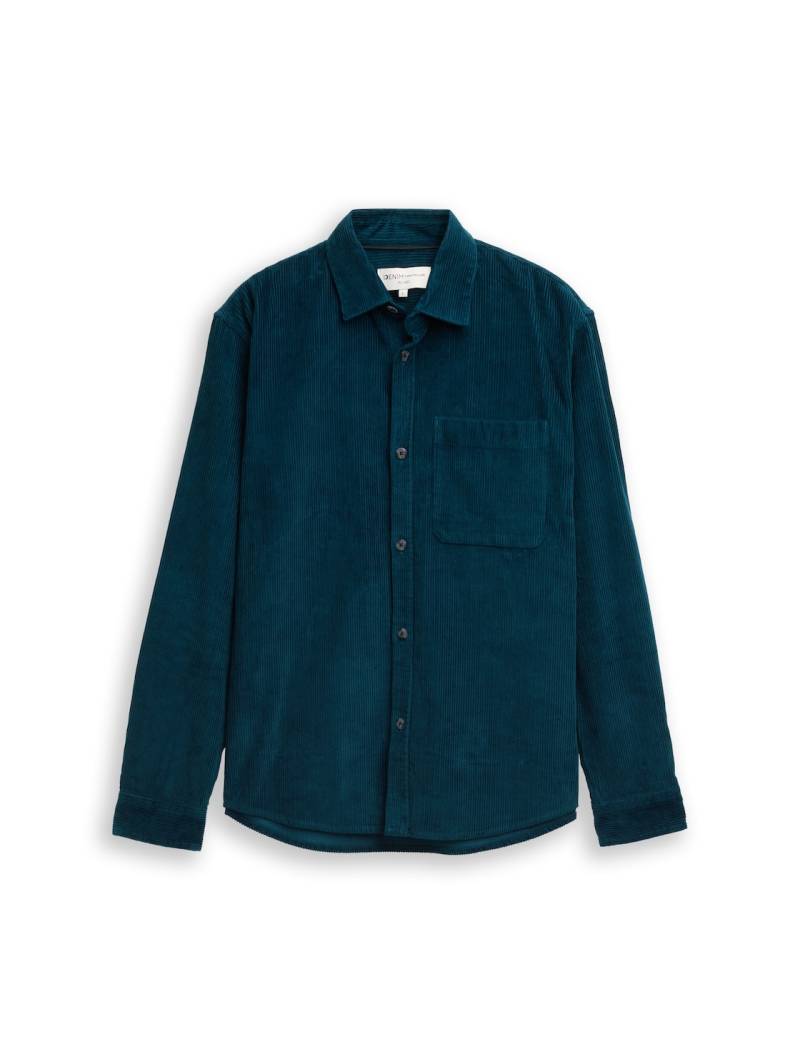 TOM TAILOR DENIM Herren Relaxed Fit Cordhemd mit Brusttasche, grün, Uni, Gr. XXL von Tom Tailor Denim