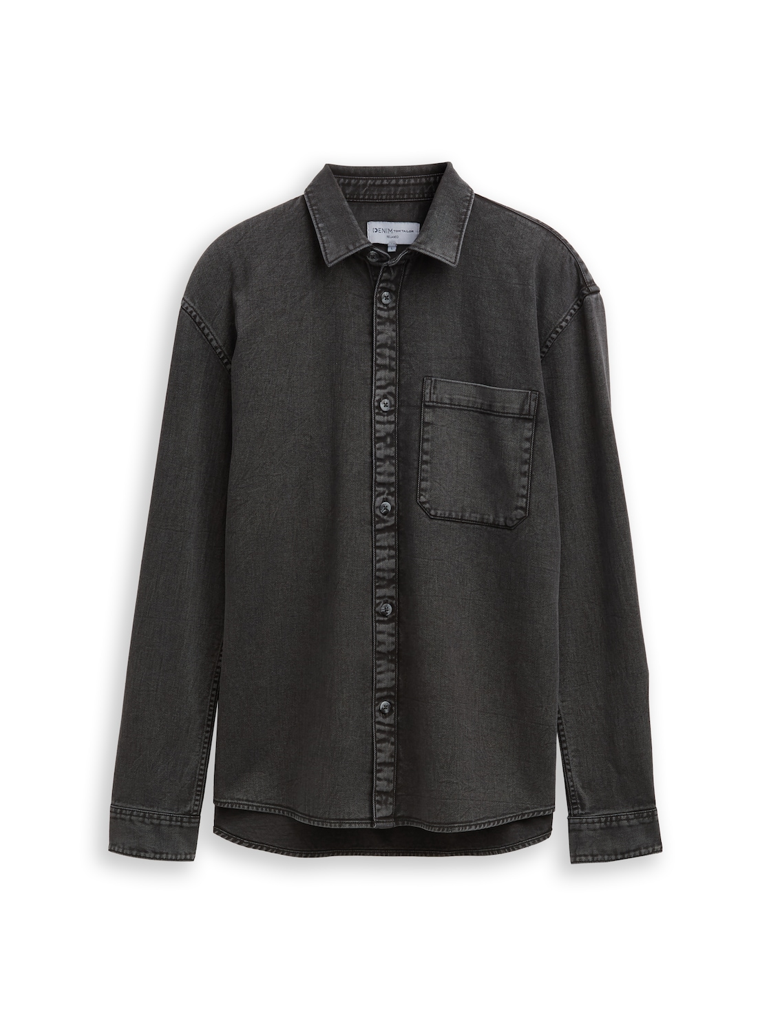 TOM TAILOR DENIM Herren Relaxed Fit Hemd mit Brusttasche, bunt, Uni, Gr. S von Tom Tailor Denim