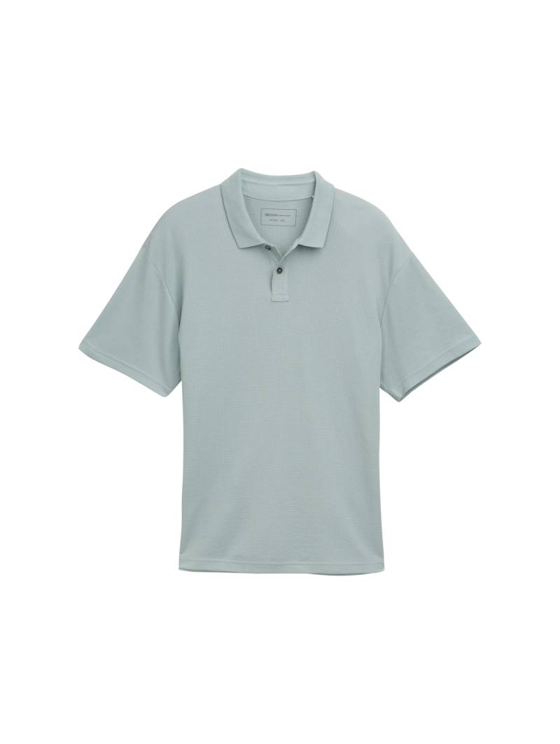 TOM TAILOR DENIM Herren Relaxed Fit Poloshirt mit Waffelstruktur, blau, Uni, Gr. XXL von Tom Tailor Denim